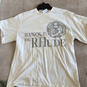 Rhude White and Gray Short Sleeve Tee with Graphic Design